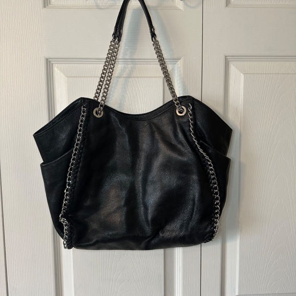 Michael Kors Chelsea Black Leather Chainlink Shoulder Bag - Picture 4 of 4
